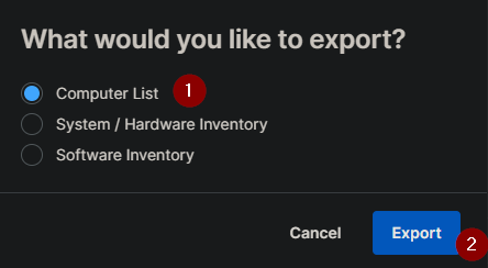 How can I export the Computer List? How can I save a copy/record 