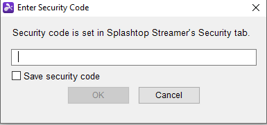 splashtop wrong security code