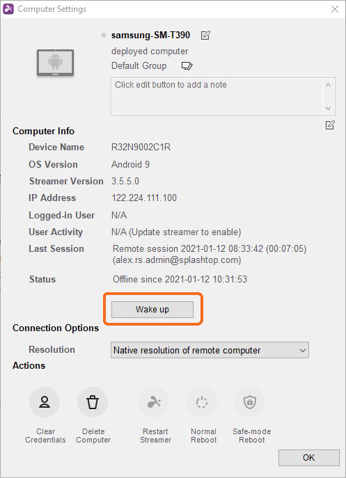 splashtop remote wake up