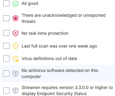 Protection status options