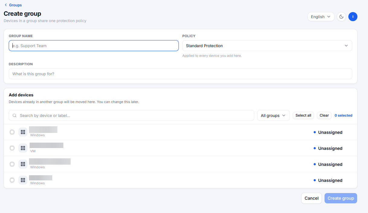 Create group details